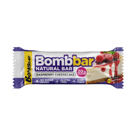 Батончик неглазированный BOMBBAR - Малиновый чизкейк 60гр (20шт в уп)