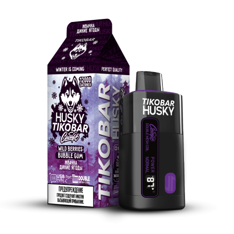 Одноразовая ЭС TIKOBAR HUSKY Сибирь 12.000 - Wild berries bubble gum (Жвачка дикие ягоды) (м)