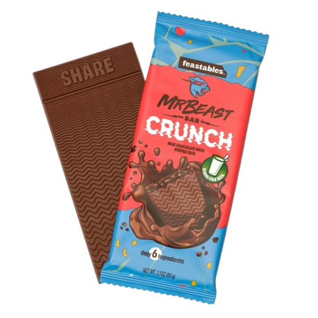 Шок плитка Mr Beast Milk Crunch Puffed Rice Молочный шоколад с воздушным рисом 60гр (10шт в уп) 