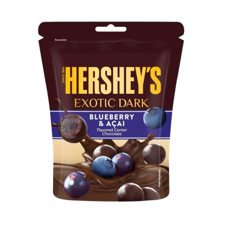 Hershey's Exotic Dark Blueberry & Acai (Хершис Шок. конфеты Голубика и Асаи) 33,3г (14шт в уп) ИНДИЯ